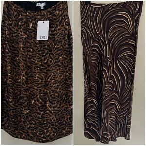 2 Skirts Zebra animal print cheetah Medi maxi satin bias skirt small 2